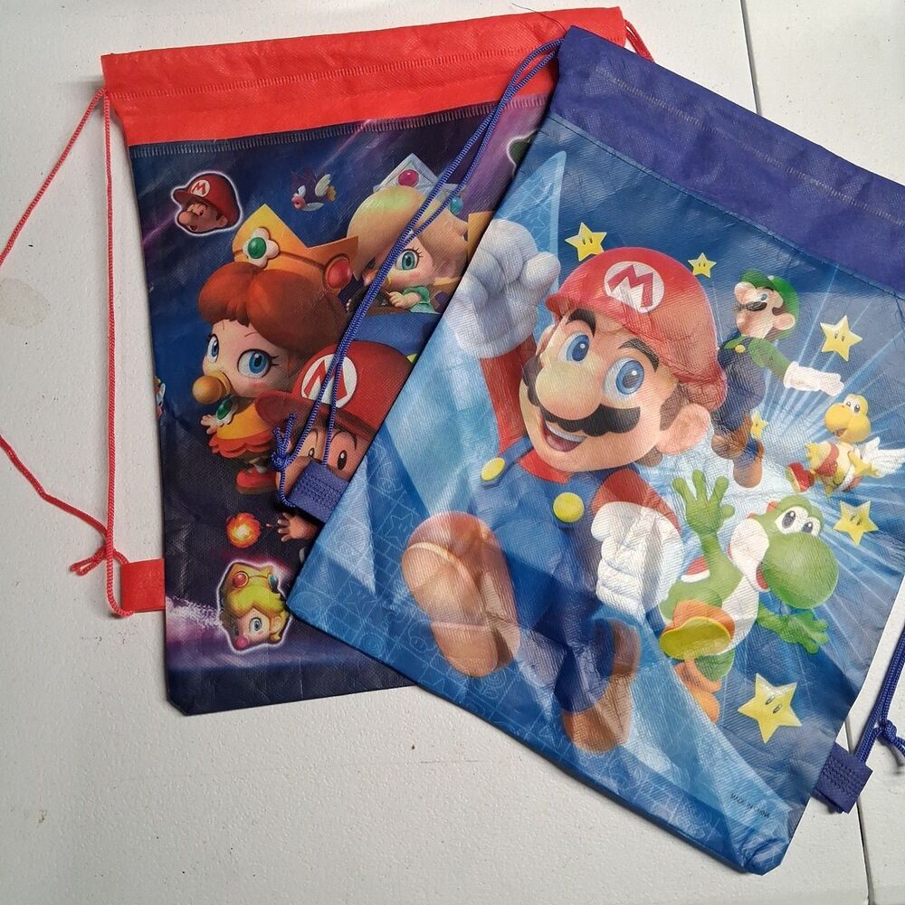 Lot Of 2 Super Mario Bros Drawstring Bags